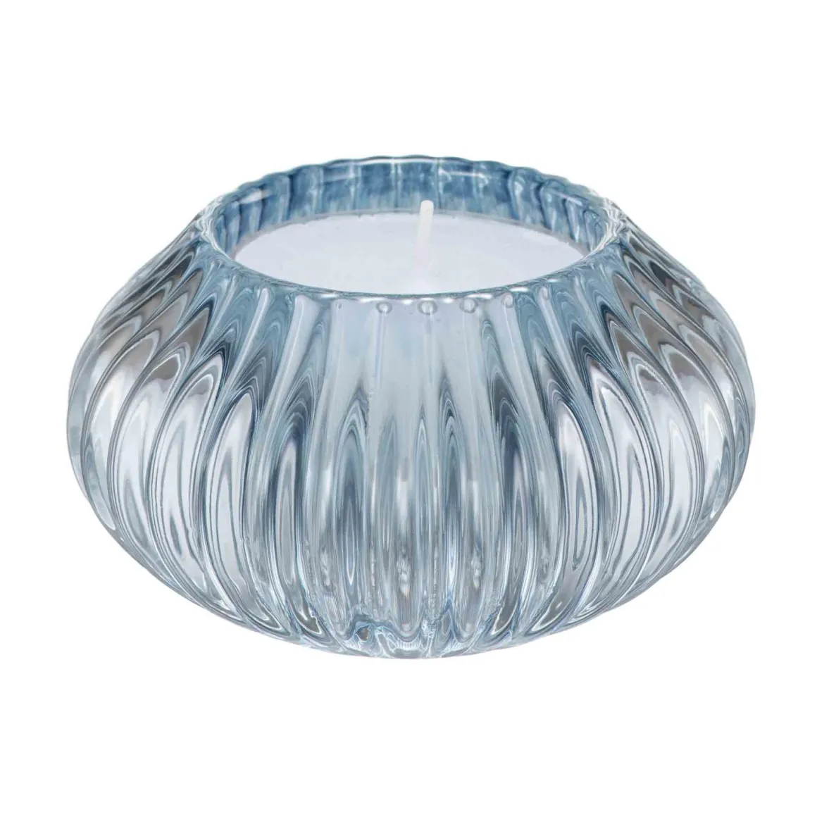 Telysholder rille lys blå