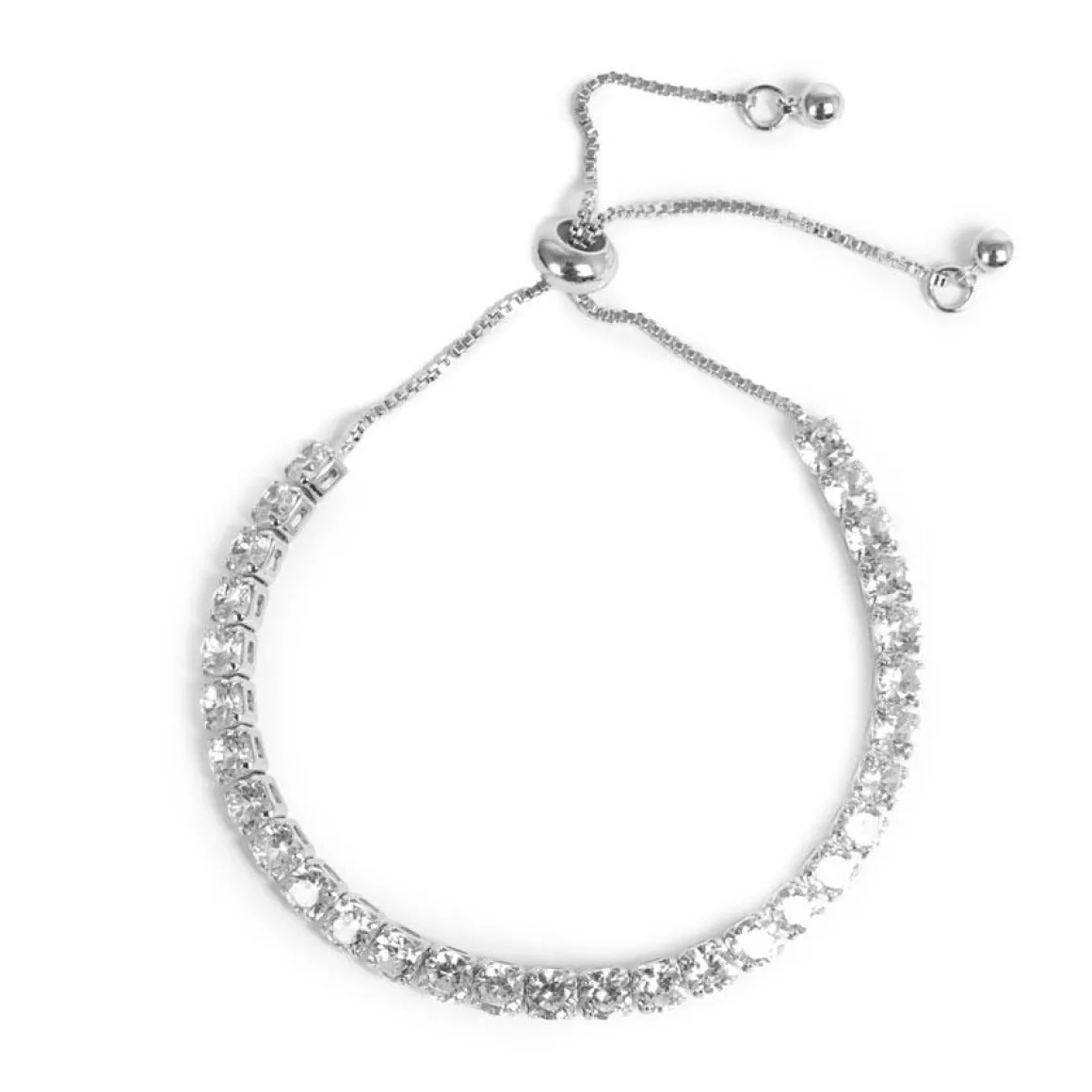 Tennisarmbånd, justerbart, Sølv